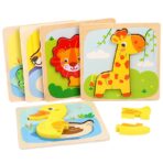 Puzzle Montessori din Lemn pentru Copii, Embo, 3D, 0-3 Ani, Model Ratusca, Educativ, Intuitiv, Creativ, 5 Piese, 15x15x0.5 cm, Multicolor - imagine 11