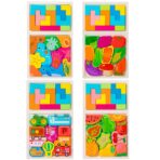 Puzzle Montessori din Lemn pentru Copii, Embo, Tip Tetris 2in1 +3 Ani, cu Fructe Colorate 3D, Educativ, Intuitiv, Creativ, 21 de Piese, 28.5x17x1.2 cm, Multicolor - imagine 4
