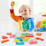 Puzzle Montessori din Lemn pentru Copii, Embo, Tip Tetris 2in1 +3 Ani, cu Fructe Colorate 3D, Educativ, Intuitiv, Creativ, 21 de Piese, 28.5x17x1.2 cm, Multicolor - imagine 6