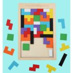 Puzzle Montessori, Embo, din Lemn, Tip Tetris, +36 Luni, Forme Neregulate, 40 Piese, 26.5 x 17.7 cm, Multicolor - imagine 3