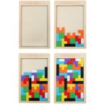 Puzzle Montessori, Embo, din Lemn, Tip Tetris, +36 Luni, Forme Neregulate, 40 Piese, 26.5 x 17.7 cm, Multicolor - imagine 4