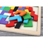 Puzzle Montessori, Embo, din Lemn, Tip Tetris, +36 Luni, Forme Neregulate, 40 Piese, 26.5 x 17.7 cm, Multicolor - imagine 5
