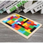 Puzzle Montessori, Embo, din Lemn, Tip Tetris, +36 Luni, Forme Neregulate, 40 Piese, 26.5 x 17.7 cm, Multicolor - imagine 6