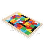 Puzzle Montessori, Embo, din Lemn, Tip Tetris, +36 Luni, Forme Neregulate, 40 Piese, 26.5 x 17.7 cm, Multicolor - imagine 7