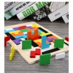 Puzzle Montessori, Embo, din Lemn, Tip Tetris, +36 Luni, Forme Neregulate, 40 Piese, 26.5 x 17.7 cm, Multicolor - imagine 9