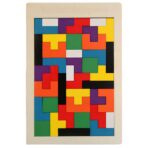 Puzzle Montessori, Embo, din Lemn, Tip Tetris, +36 Luni, Forme Neregulate, 40 Piese, 26.5 x 17.7 cm, Multicolor - imagine 11
