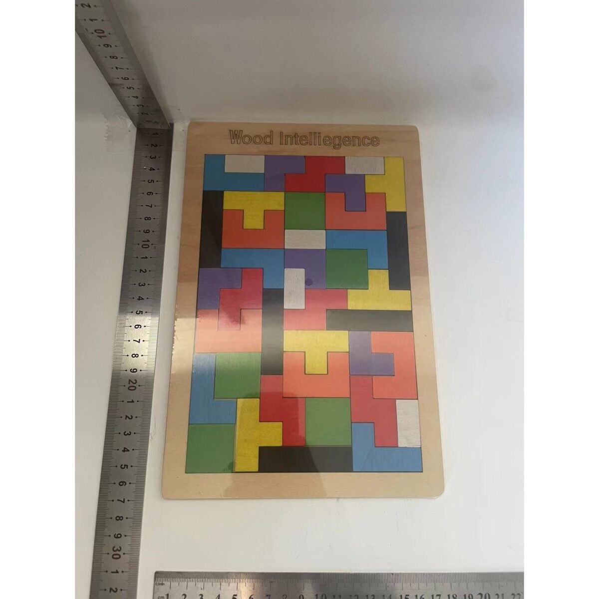 Puzzle Montessori, Embo, din Lemn, Tip Tetris, +36 Luni, Forme Neregulate, 40 Piese, 26.5 x 17.7 cm, Multicolor - imagine 13