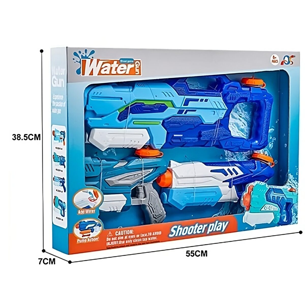 Set 3x Pistol cu Apa pentru Copii, Embo, 6ani+, Albastru, 1x 1000 ML +  2x 300 ML - imagine 2