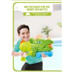 Pistol cu Apa pentru Copii, Rezervor, Pentru Piscina/Plaja, Embo, 6ani+, Triceratops, 3 duze, Verde, 640ML - imagine 3