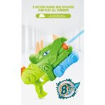 Pistol cu Apa pentru Copii, Rezervor, Pentru Piscina/Plaja, Embo, 6ani+, Triceratops, 3 duze, Verde, 640ML - imagine 5
