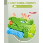 Pistol cu Apa pentru Copii, Rezervor, Pentru Piscina/Plaja, Embo, 6ani+, Triceratops, 3 duze, Verde, 640ML - imagine 6