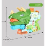 Pistol cu Apa pentru Copii, Rezervor, Pentru Piscina/Plaja, Embo, 6ani+, Triceratops, 3 duze, Verde, 1330ML - imagine 2