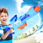 Pistol cu Apa pentru Copii, Rezervor, Pentru Piscina/Plaja, Embo, 6ani+,  Albastru, 1200ML - imagine 3