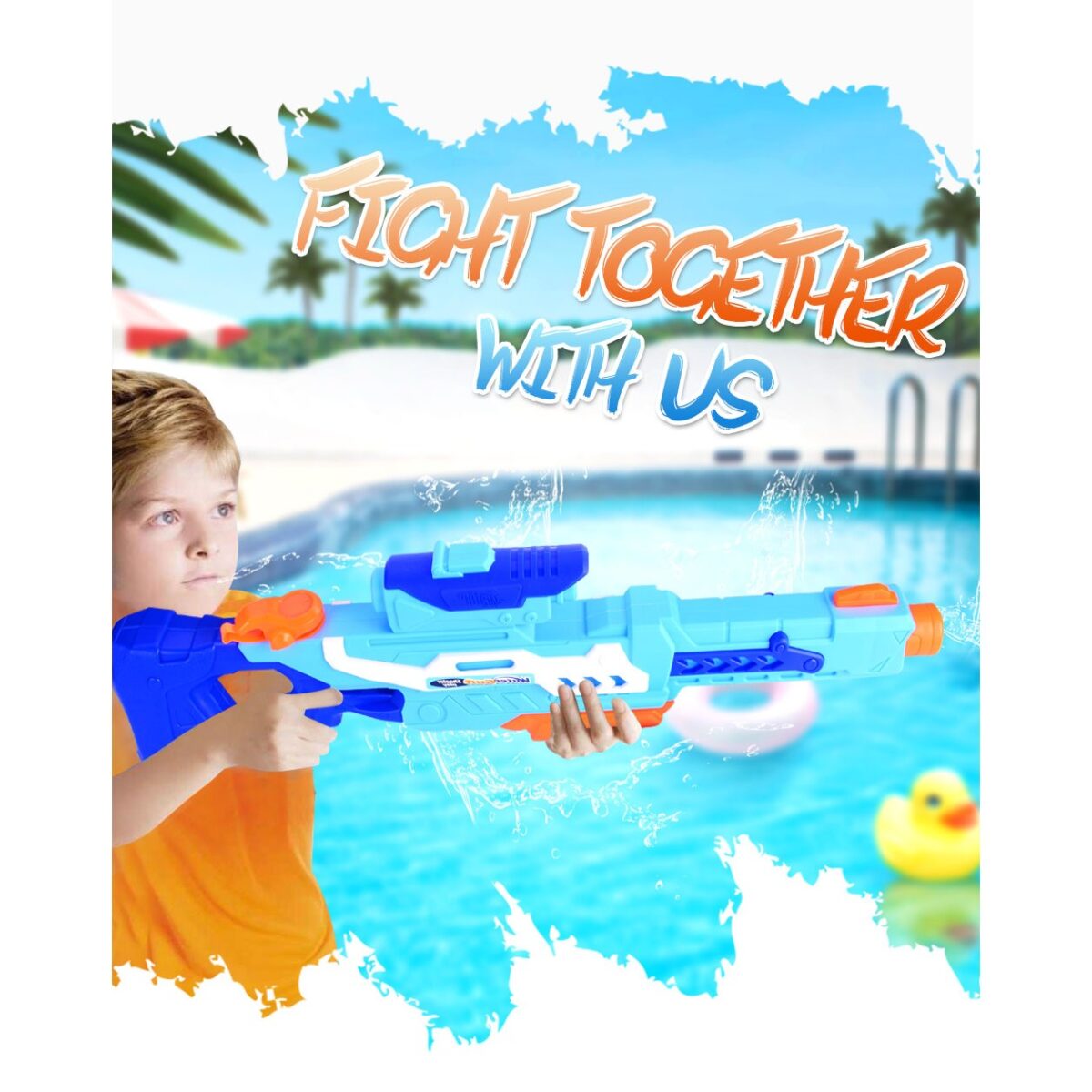 Pistol cu Apa pentru Copii, Rezervor, Pentru Piscina/Plaja, Embo, 6ani+,  Albastru, 1200ML - imagine 4