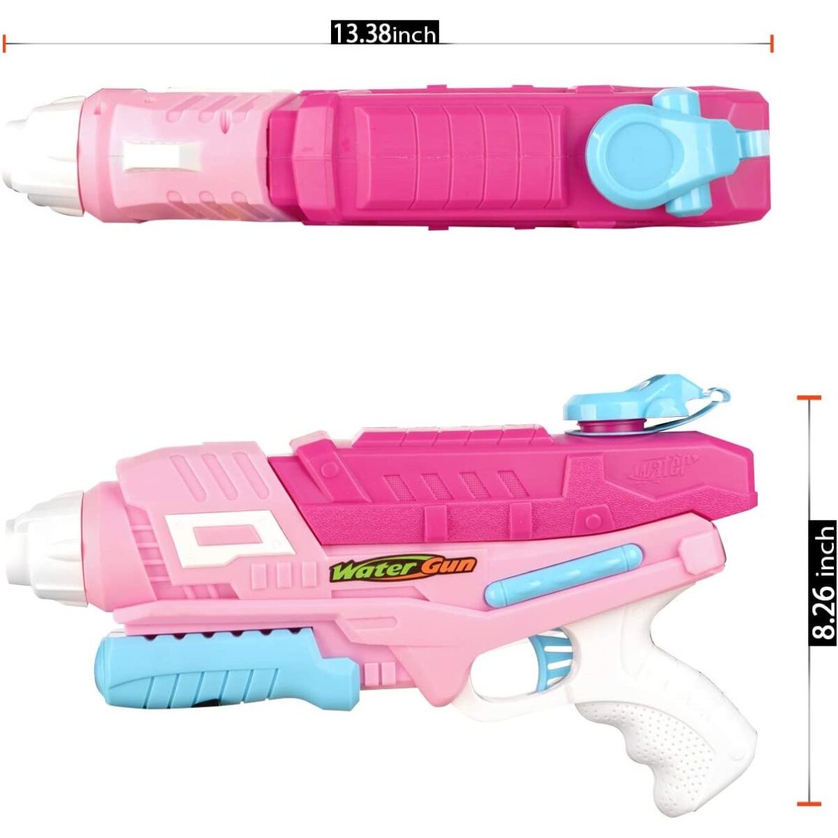 Set 2x Pistol cu Apa pentru Copii, Rezervor, Pentru Piscina/Plaja, Embo, 6ani+, Roz + Albastru, 600 ML - imagine 2