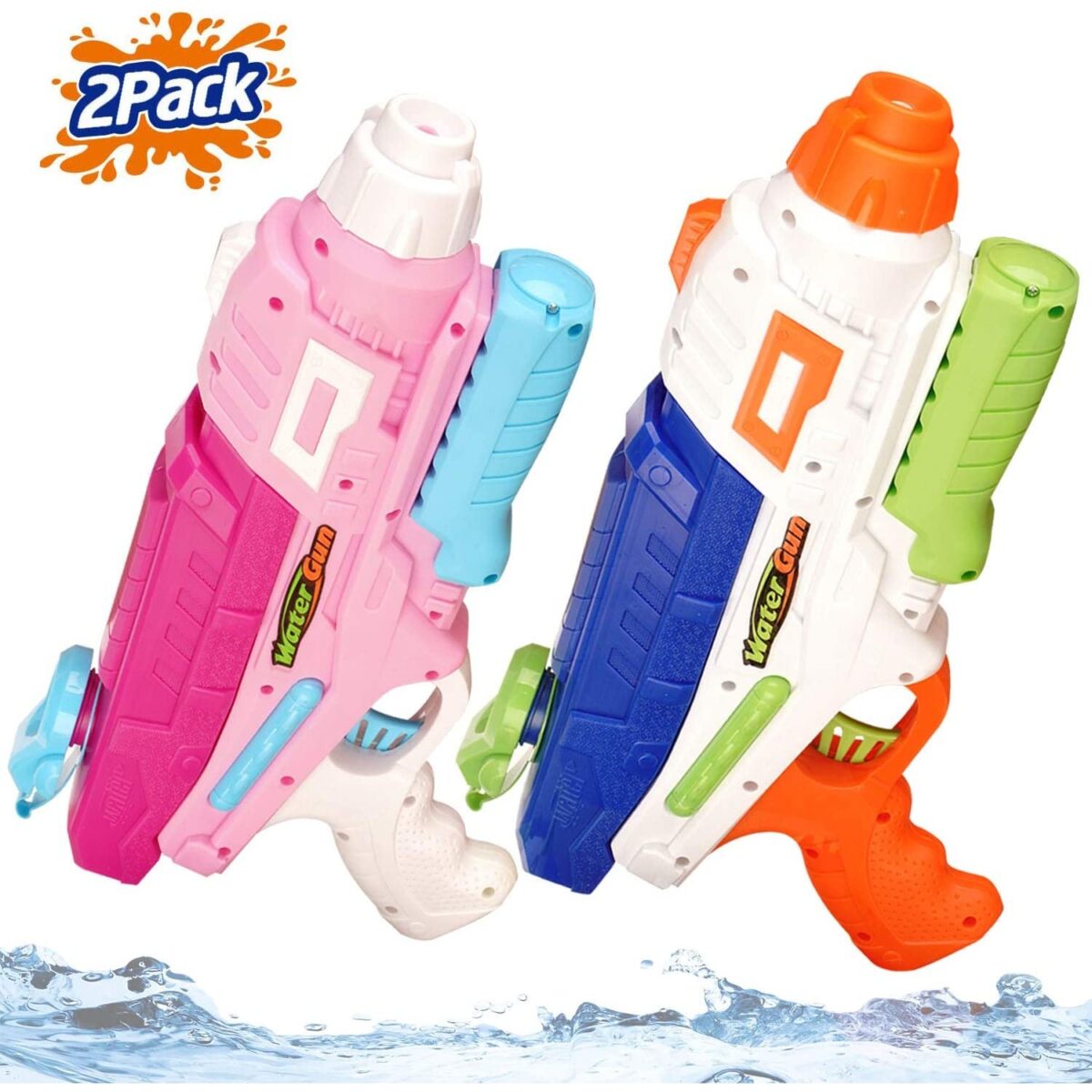 Set 2x Pistol cu Apa pentru Copii, Rezervor, Pentru Piscina/Plaja, Embo, 6ani+, Roz + Albastru, 600 ML - imagine 5
