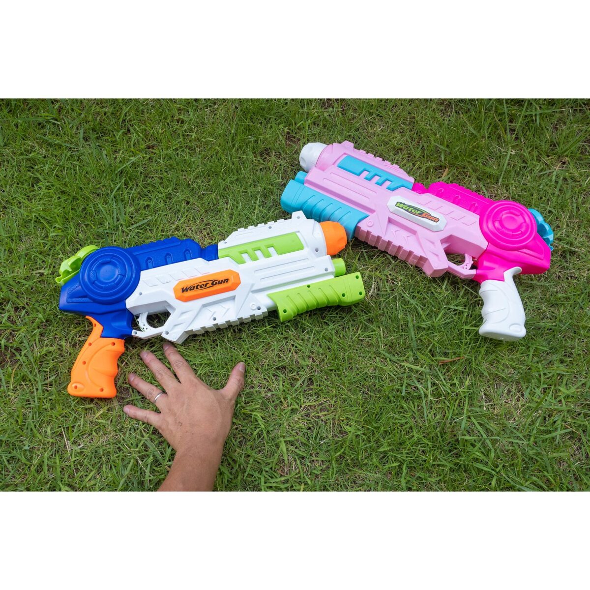 Set 2x Pistol cu Apa pentru Copii, Rezervor, Pentru Piscina/Plaja, Embo, 6ani+, Roz + Albastru, 1000 ML - imagine 2