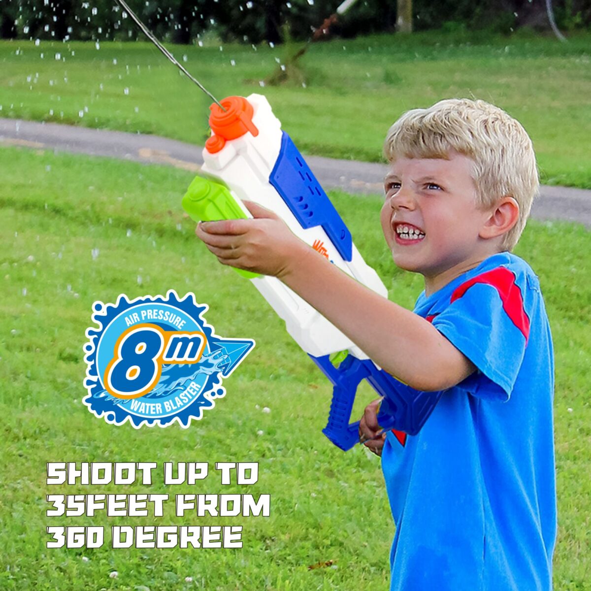 Pistol cu Apa pentru Copii, Rezervor, Pentru Piscina/Plaja, Embo, 6ani+,  Multicolor, 1200ML - imagine 4