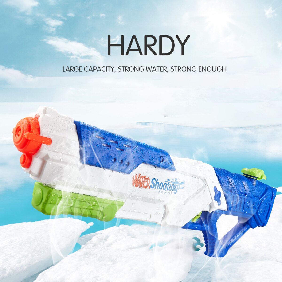 Pistol cu Apa pentru Copii, Rezervor, Pentru Piscina/Plaja, Embo, 6ani+,  Multicolor, 1200ML - imagine 5