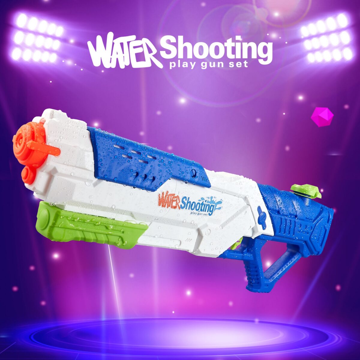 Pistol cu Apa pentru Copii, Rezervor, Pentru Piscina/Plaja, Embo, 6ani+,  Multicolor, 1200ML - imagine 6