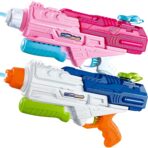 Set 2x Pistol cu Apa pentru Copii, Rezervor, Pentru Piscina/Plaja, Embo, 6ani+, Roz + Albastru, 1200 ML