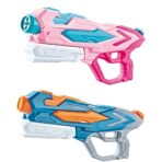 Set 2x Pistol cu Apa pentru Copii, Rezervor, Pentru Piscina/Plaja, Embo, 6ani+, Roz + Albastru, 4 duze, 900 ML