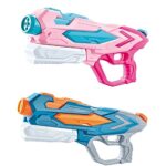 Set 2x Pistol cu Apa pentru Copii, Rezervor, Pentru Piscina/Plaja, Embo, 6ani+, Roz + Albastru, 4 duze, 900 ML
