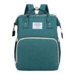 Rucsac Multifunctional pentru Mamici, Embo, cu Patut Pliabil si Baza de Schimbat, Rezistent la Apa, Capacitate Mare, Usor, Compartimente Multiple, Buzunar Termic pentru Lapte, 42 x 32 x 22 cm, Verde - imagine 5