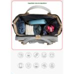 Rucsac Multifunctional pentru Mamici, Embo, cu Patut Pliabil si Baza de Schimbat, Rezistent la Apa, Capacitate Mare, Usor, Compartimente Multiple, Buzunar Termic pentru Lapte, 42 x 32 x 22 cm, Roz Pudra - imagine 6