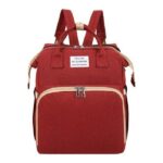 Rucsac Multifunctional pentru Mamici, Embo, cu Patut Pliabil si Baza de Schimbat, Rezistent la Apa, Capacitate Mare, Usor, Compartimente Multiple, Buzunar Termic pentru Lapte, 42 x 32 x 22 cm, Rosu