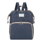 Rucsac Multifunctional pentru Mamici, Embo, cu Patut Pliabil si Baza de Schimbat, Rezistent la Apa, Capacitate Mare, Usor, Compartimente Multiple, Buzunar Termic pentru Lapte, 42 x 32 x 22 cm, Albastru Inchis