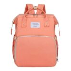 Rucsac Multifunctional pentru Mamici, Embo, cu Patut Pliabil si Baza de Schimbat, Rezistent la Apa, Capacitate Mare, Usor, Compartimente Multiple, Buzunar Termic pentru Lapte, 42 x 32 x 22 cm, Roz Pudra