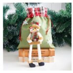 Sac cadouri Embo, tematica Om de Zapada, Material Textil, 30x25 cm, cu Siret, Verde - imagine 5