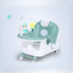 Scaun pentru Copii 2 in 1, Embo, pentru Servit Masa si pentru Baie, Multifunctional, Pliabil, Portabil, din Plastic, Spatar Reglabil, 58 x 39 cm, Verde Deschis - imagine 2