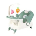 Scaun pentru Copii 2 in 1, Embo, pentru Servit Masa si pentru Baie, Multifunctional, Pliabil, Portabil, din Plastic, Spatar Reglabil, 58 x 39 cm, Verde Deschis