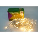 Sectiune Instalatie de Craciun Embo® Tip Turturi, 8 jocuri de lumini 3 m, 96 LED-uri, Interconectabila, Fir Transparent, Alb Cald, Atentie! nu contine alimentator