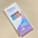Set 6 Lumanari Lungi, Embo, din Parafina, 10 x 0.5 cm, Happy Birthday, Multicolor - imagine 2