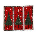 Servet de Masa, Embo, Model Brazi de Craciun, Tematica Craciun, Prosop pentru Masa, 47x33 cm, Bumbac si Fibre Sintetice, Rosu