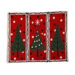 Servet de Masa, Embo, Model Brazi de Craciun, Tematica Craciun, Prosop pentru Masa, 47x33 cm, Bumbac si Fibre Sintetice, Rosu