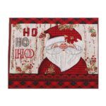 Servet de Masa, Embo, Model Mos Craciun, Scris HoHoHo, Tematica Craciun, Prosop pentru Masa, Bumbac si Fibre Sintetice, 43x33 cm, Rosu