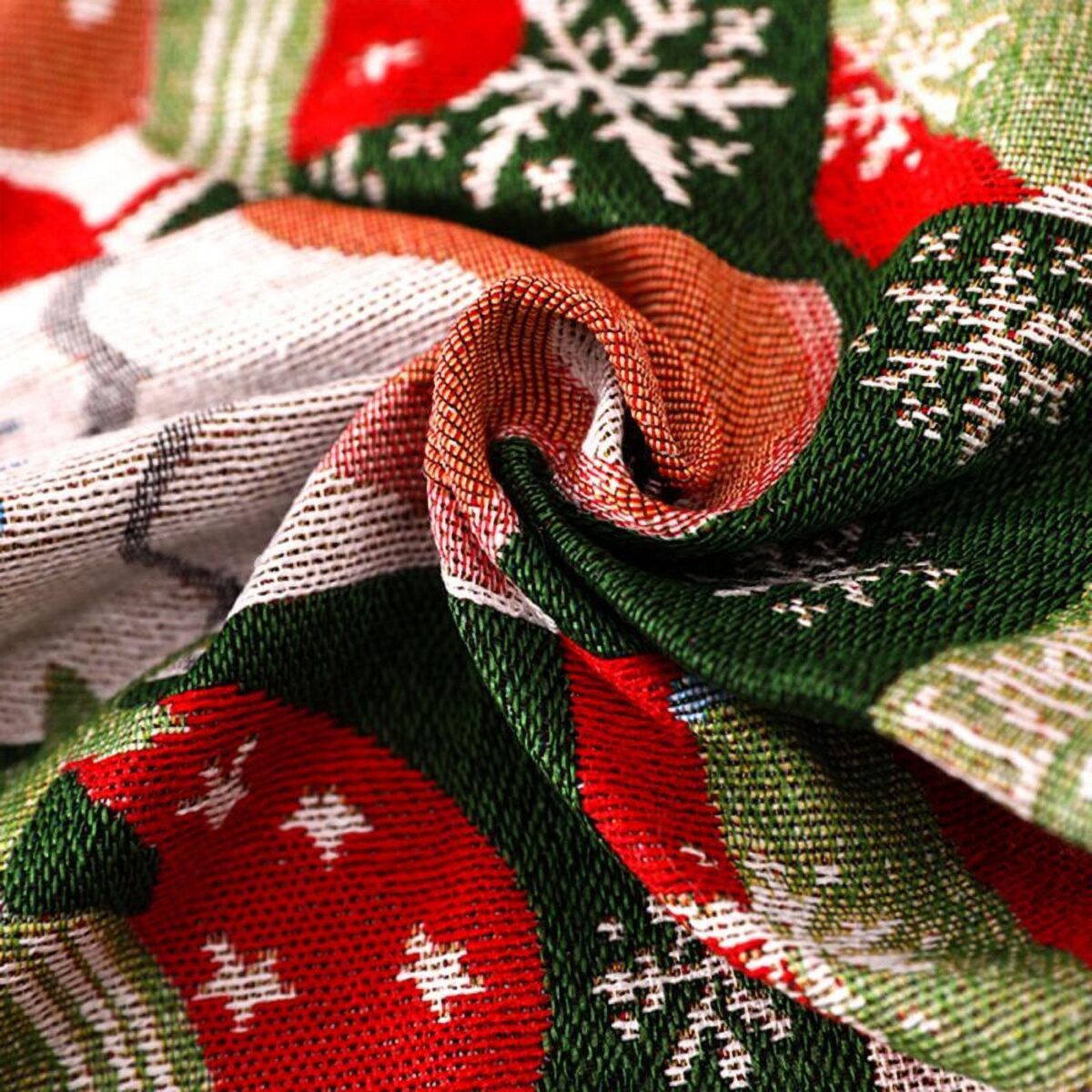 Servet de Masa, Embo, Model Ren, Brad si Globulete, Scris Merry Christmas, Tematica Craciun, Prosop pentru Masa, 47x33 cm, Bumbac si Fibre Sintetice, Rosu - imagine 6