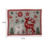 Servet de Masa, Embo, Model Ren si Globuri, Tematica Craciun, Prosop pentru Masa, 47x33 cm, Bumbac si Fibre Sintetice, Rosu - imagine 5