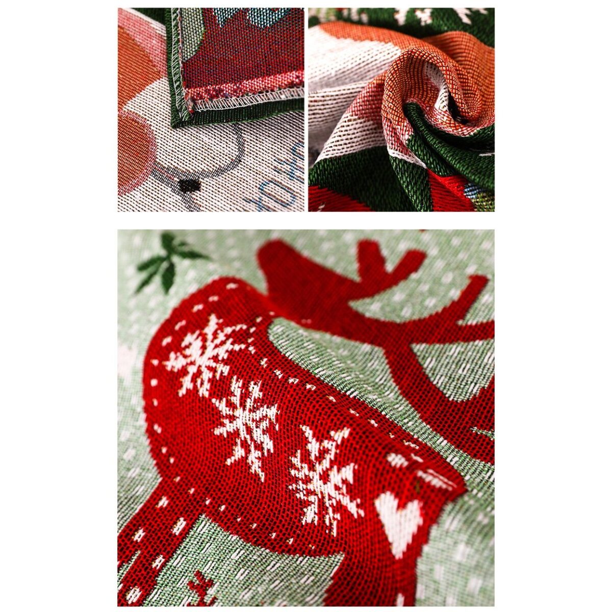 Servet de Masa, Embo, Model Ren si Globuri, Tematica Craciun, Prosop pentru Masa, 47x33 cm, Bumbac si Fibre Sintetice, Rosu - imagine 6