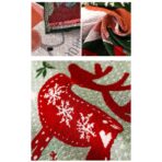 Servet de Masa, Embo, Model Ren si Globuri, Tematica Craciun, Prosop pentru Masa, 47x33 cm, Bumbac si Fibre Sintetice, Rosu - imagine 6