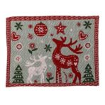 Servet de Masa, Embo, Model Ren si Globuri, Tematica Craciun, Prosop pentru Masa, 47x33 cm, Bumbac si Fibre Sintetice, Rosu