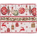 Servet pentru Masa, Embo, Model Globulete si Cadouri, Tematica Craciun, 43 x 34 cm, Rosu - imagine 3