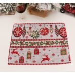 Servet pentru Masa, Embo, Model Globulete si Cadouri, Tematica Craciun, 43 x 34 cm, Rosu - imagine 4