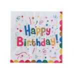 Servetele de Masa pentru Zile de Nastere, Embo, Servetele de masa Tematice Happy Birthday, Set 20 buc, Unisex, din Hartie, 33 x 33 cm, Alb Multicolor