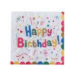 Servetele de Masa pentru Zile de Nastere, Embo, Servetele de masa Tematice Happy Birthday, Set 20 buc, Unisex, din Hartie, 33 x 33 cm, Alb Multicolor