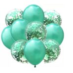 Set 10 Baloane din Latex, Embo, Model Party Confetti, 5 x Confetti, 5 x Turcoaz, 25 cm, 2.2g - imagine 6